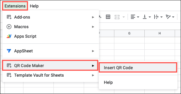 QR Code Maker na lista de extensões do Planilhas Google