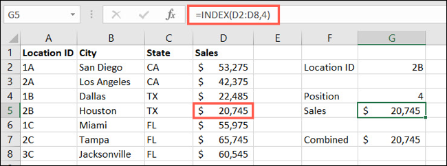 Função INDEX no Excel