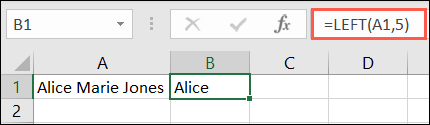 Função ESQUERDA no Excel