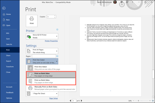 Imprimir ambos os lados no Word no Windows