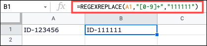 Função REGEXREPLACE para números