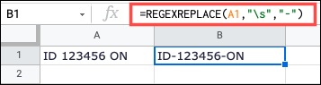 Função REGEXREPLACE para espaços