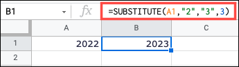 Função SUBSTITUTE para números em um ano