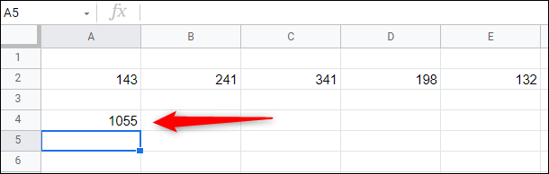 O resultado da soma da linha de números.