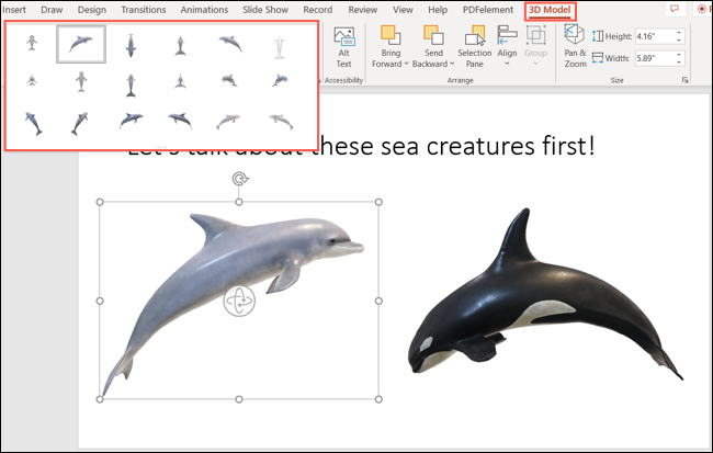 Seleção de vista de modelo 3D