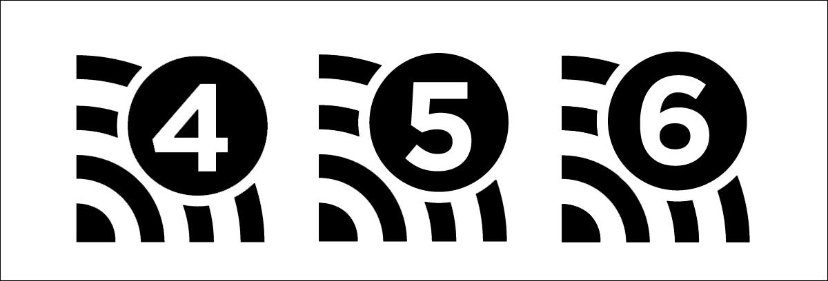 Exemplos dos logotipos da geração Wi-Fi.