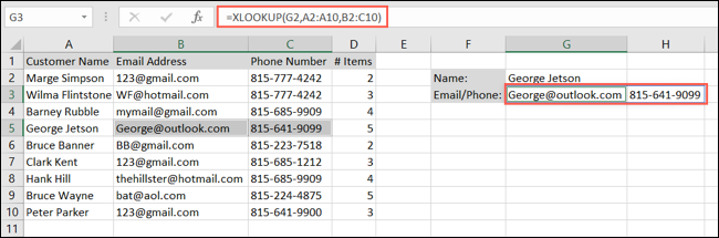 XLOOKUP para dois campos