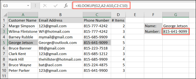 XLOOKUP para um campo