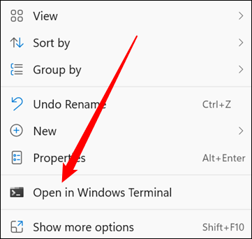 Clique em “Abrir no Terminal do Windows”.