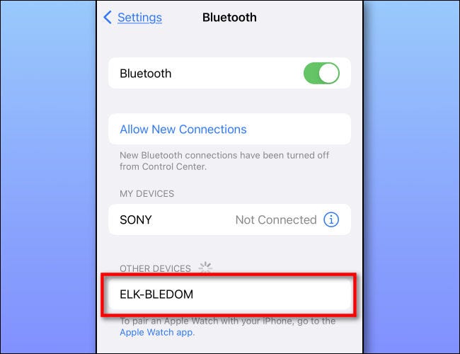 ELK-BLEDOM na lista de Bluetooth do iPhone