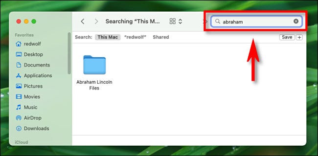 No Finder, use a barra de pesquisa para procurar arquivos e pastas.