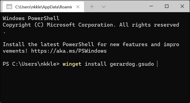 Winget instala gerardog.sudo no PowerShell