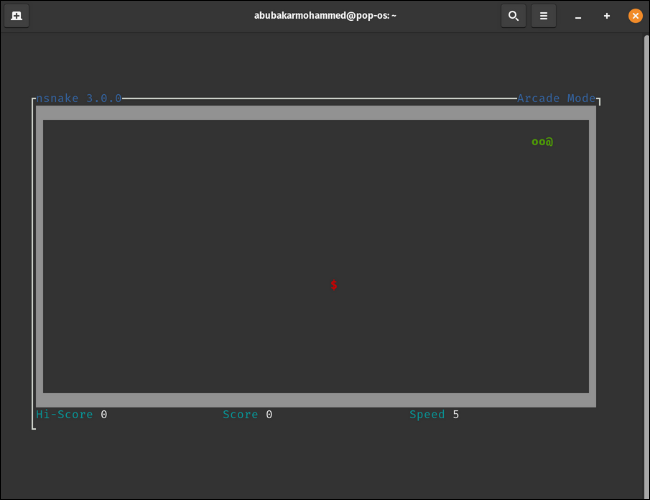 jogo de cobra nsnake no terminal Linux