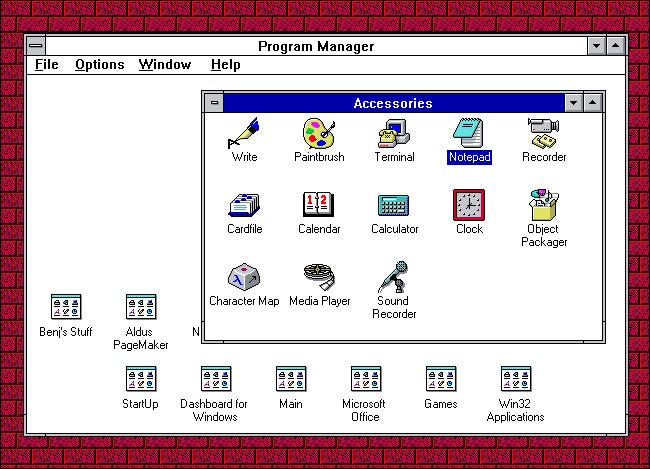 O Gerenciador de Programas do Windows 3.1