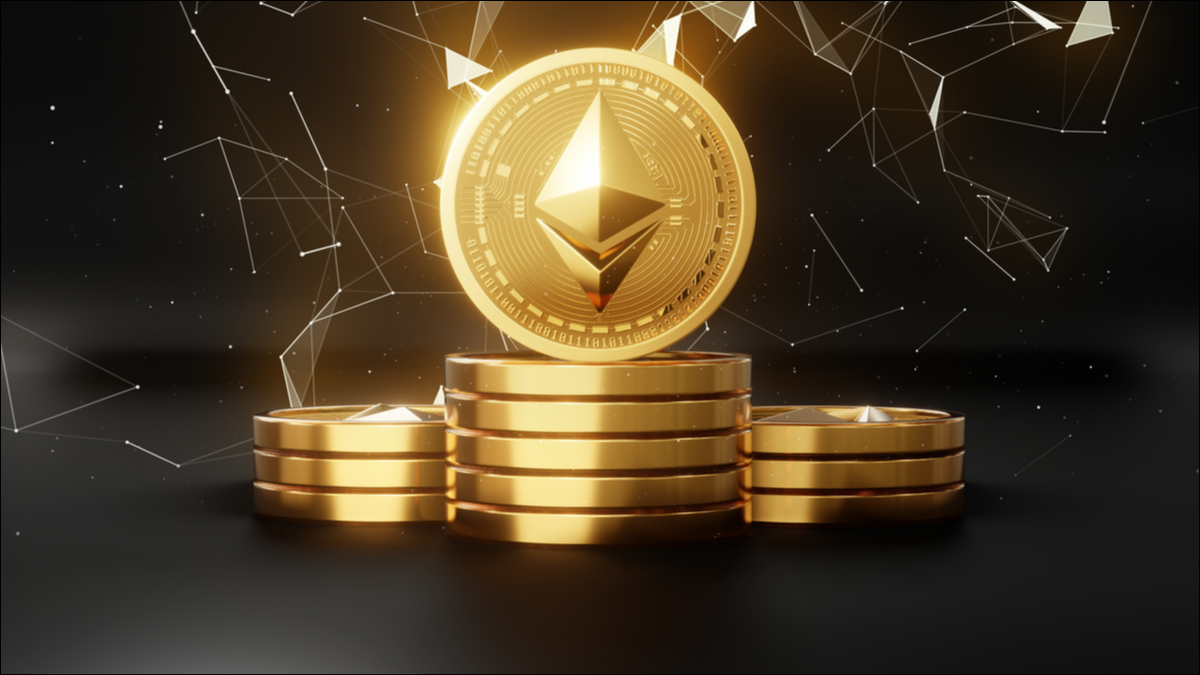 Moedas de criptomoeda Ethereum.