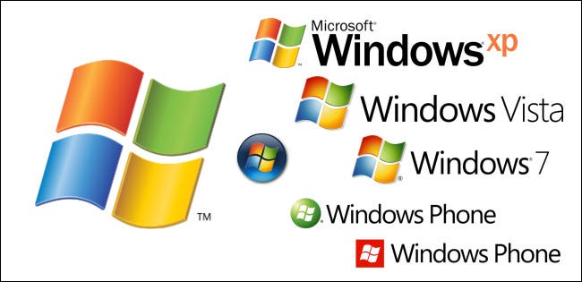 O logotipo do Windows de bandeira ondulante simples