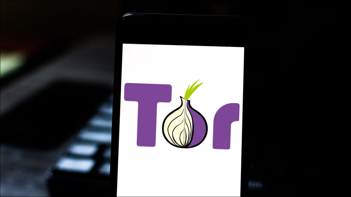 Uma tela de smartphone mostrando o logotipo do navegador Tor.