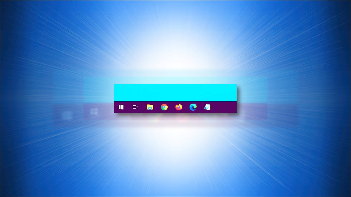 A barra de tarefas do Windows 10 com cores