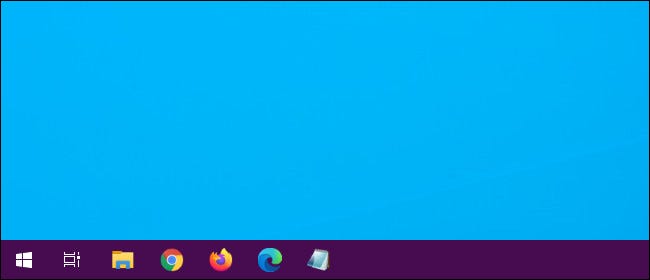 Uma barra de tarefas colorida do Windows 10.