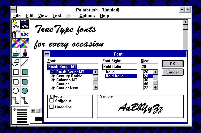 Fontes TrueType no Windows 3.1