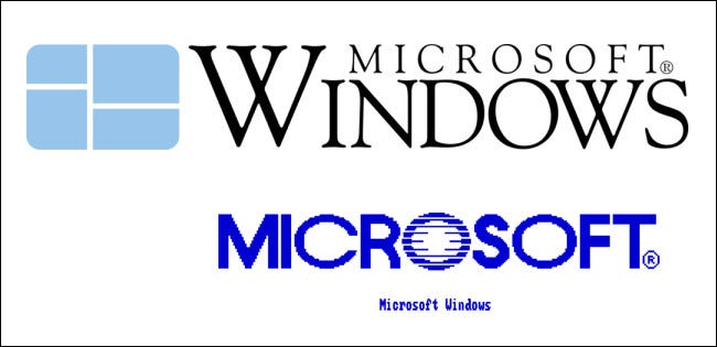 O logotipo do Windows 1 e 2
