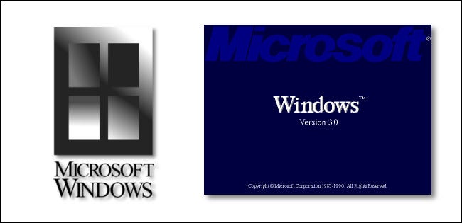 A era do logotipo do Windows 3.0
