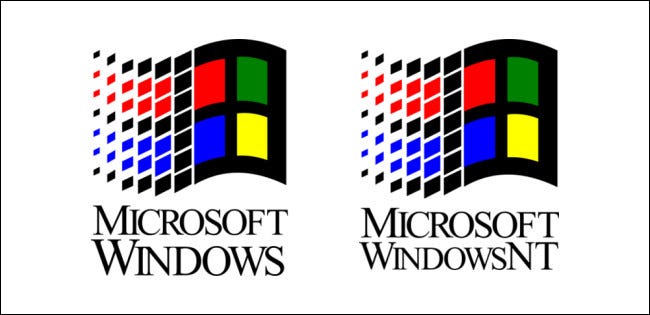 O logotipo da bandeira do Windows usado com Win 3.1 e NT 3.1