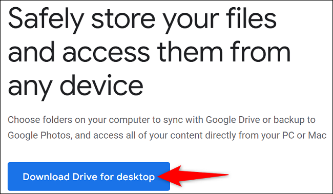 Selecione "Baixar Drive para Desktop".