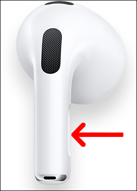 Pressione o sensor de força na haste do AirPod.