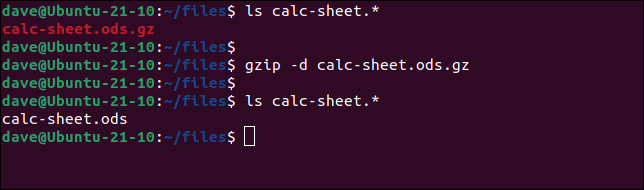 Descompactando um arquivo com gzip