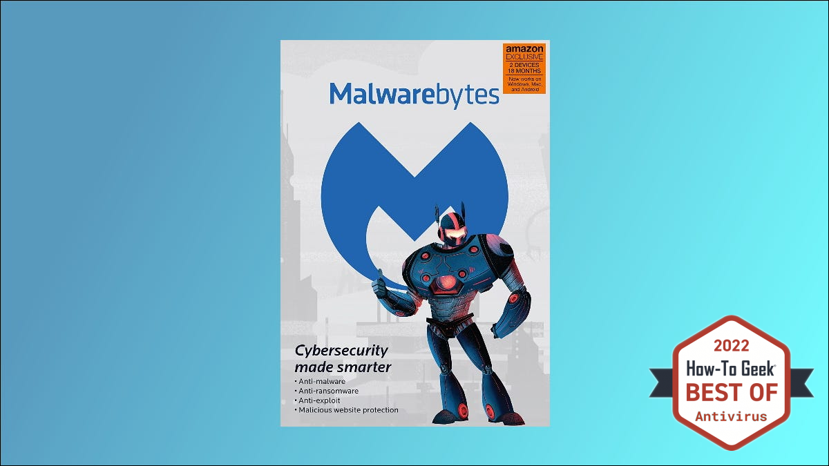 Caixa de Malwarebytes em fundo azul