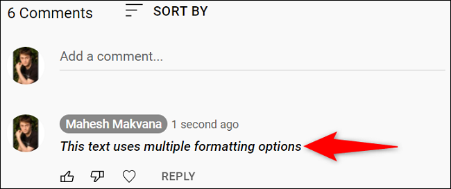 Use vários estilos para um comentário do YouTube.