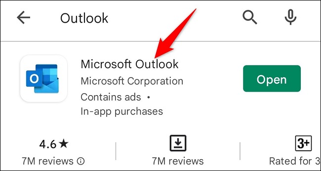 Toque em "Microsoft Outlook".