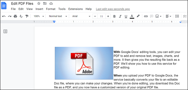 Edite o PDF com o Google Docs.