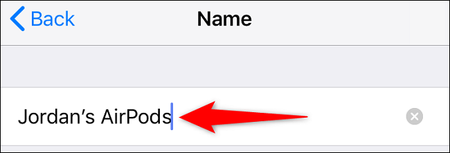 Digite um novo nome de AirPods e pressione Enter.