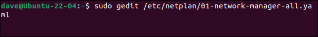 editando o arquivo de configuração do gerenciador de rede no Ubuntu