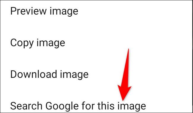 A opção "Pesquisar esta imagem no Google" no Chrome para Android.