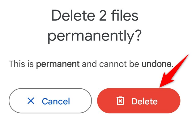 Select "Delete" in the prompt.