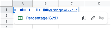 Link para um intervalo de células no Planilhas Google