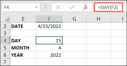 Função DIA no Excel