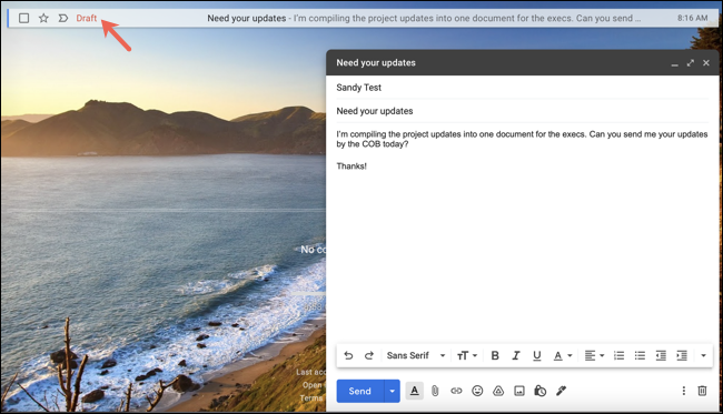E-mail do Google Docs no Gmail
