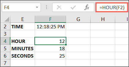 Função HORA no Excel