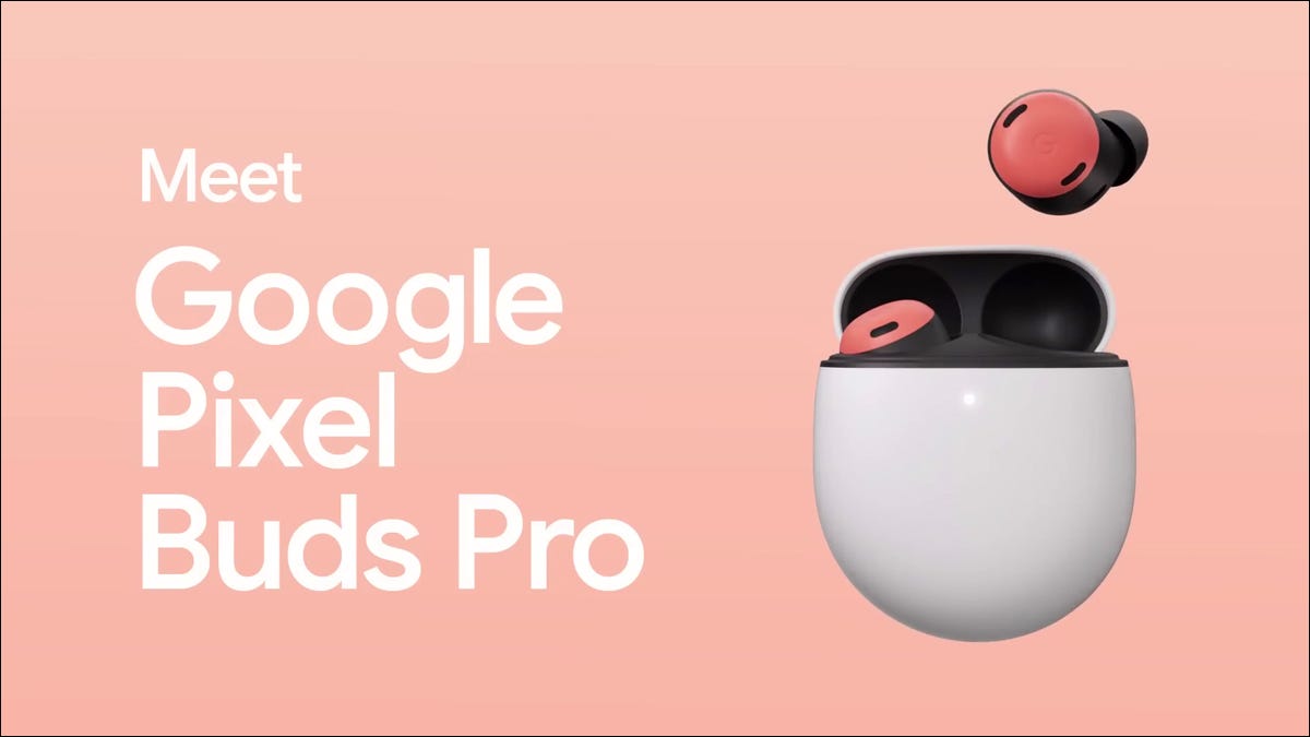 Foto do Pixel Buds Pro com a legenda "Conheça o Google Pixel Buds Pro"