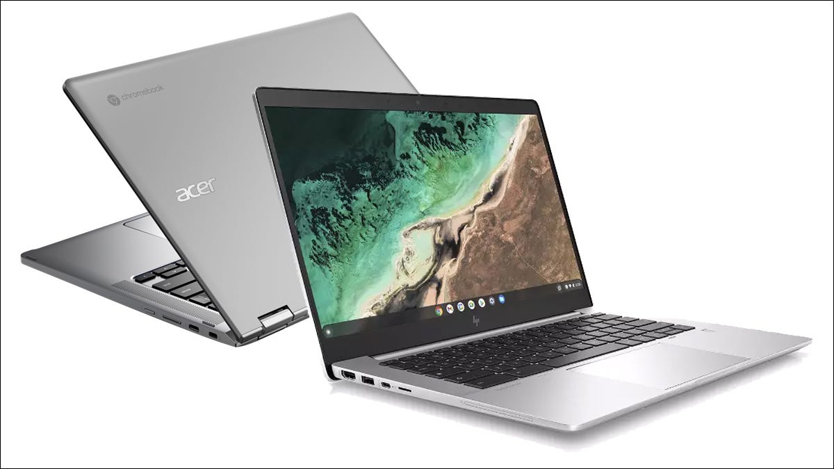 Dois Chromebooks um ao lado do outro