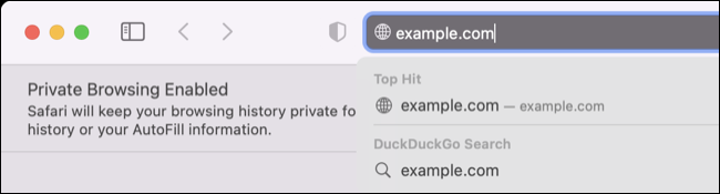 Site não HTTPS em uma sessão de navegação privada