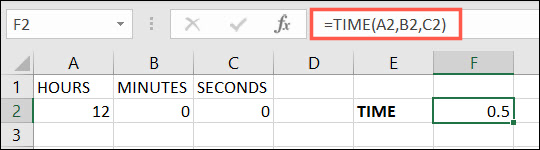 Função TIME no Excel