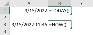 Funções HOJE e AGORA no Excel