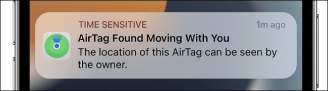 Notificação "AirTag Encontrado Movendo Com Você"