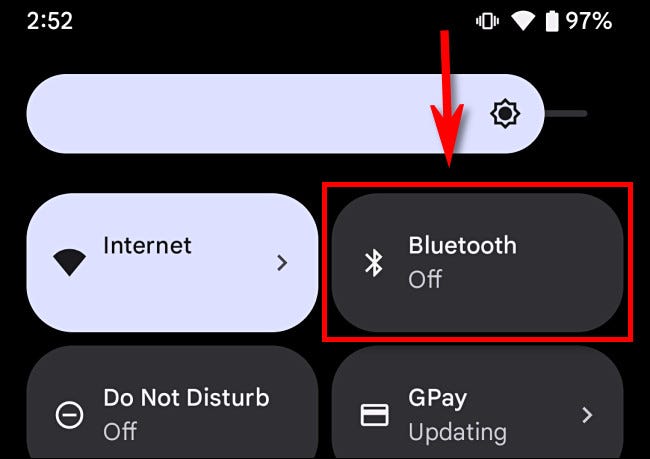 Nas configurações rápidas do Android, toque em "Bluetooth".