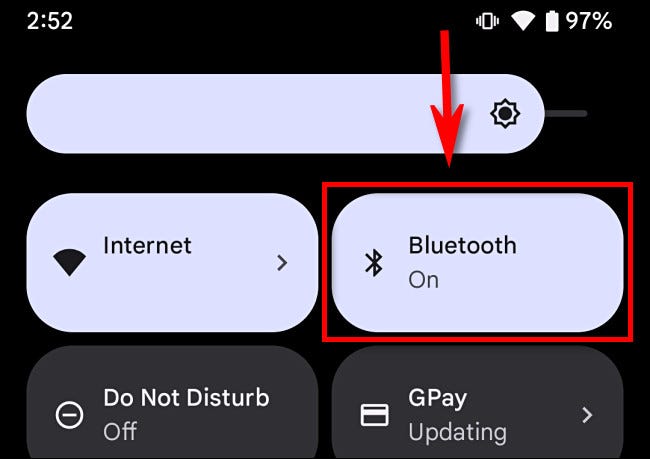 Nas configurações rápidas do Android, toque em "Bluetooth".